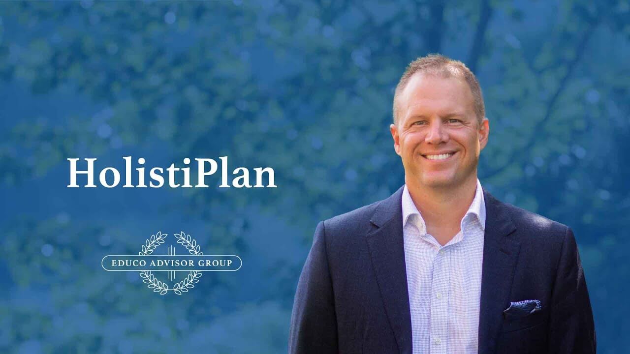 Educo Advisor Group HolistiPlan graphic featuring a financial advisor