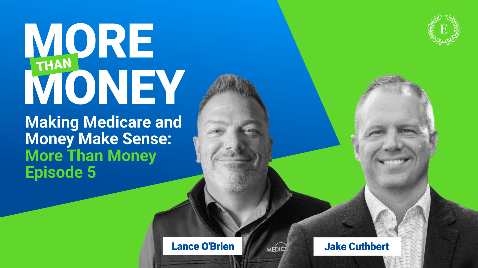 More Than Money podcast graphic featuring Lance O’Brien and Jake Cuthbert discussing Medicare and financial planning